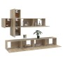 Set de muebles para TV 7 pzas madera contrachapada roble Sonoma de , Muebles TV - Ref: Foro24-3114520, Precio: 247,99 €, Desc...