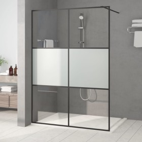 Black semi-frosted ESG glass shower screen 140x195 cm by , Shower walls and screens - Ref: Foro24-152109, Price: 197,21 €, Di...