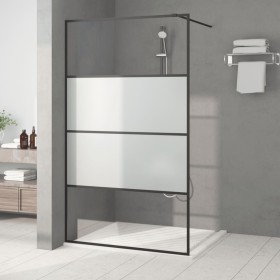 Black semi-frosted ESG glass shower screen 115x195 cm by , Shower walls and screens - Ref: Foro24-152128, Price: 168,27 €, Di...