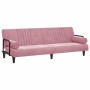 Sofá cama con reposabrazos terciopelo rosa de , Sofás - Ref: Foro24-351897, Precio: 267,99 €, Descuento: %