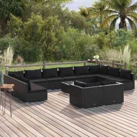 Gartenmöbel-Set, 13-teilig, schwarze Kissen aus synthetischem Rattan von , Gartensets - Ref: Foro24-3102096, Preis: 1,00 €, R...