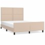 Cappuccino synthetic leather headboard bed frame 140x200cm by , Beds and slatted bases - Ref: Foro24-3125517, Price: 255,36 €...