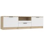 Mueble de TV madera contrachapada blanco y roble 140x35x40 cm de , Muebles TV - Ref: Foro24-811453, Precio: 92,55 €, Descuent...