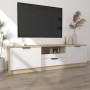 Mueble de TV madera contrachapada blanco y roble 140x35x40 cm de , Muebles TV - Ref: Foro24-811453, Precio: 92,55 €, Descuent...