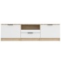 Mueble de TV madera contrachapada blanco y roble 140x35x40 cm de , Muebles TV - Ref: Foro24-811453, Precio: 92,55 €, Descuent...