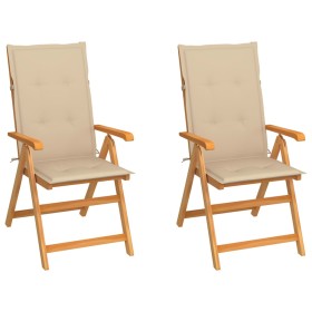 Garden chairs 2 pcs with beige cushions solid teak wood by , Garden chairs - Ref: Foro24-3062379, Price: 233,18 €, Discount: %