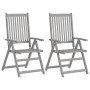 Reclining garden chairs and cushions 2 units solid acacia wood by , Garden chairs - Ref: Foro24-3064707, Price: 177,42 €, Dis...