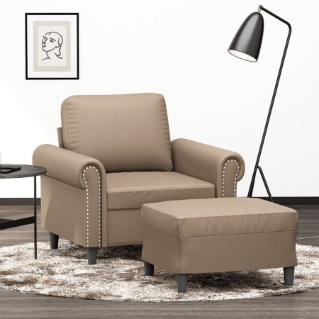 Sillón con taburete cuero sintético color capuchino 60 cm de , Sofás - Ref: Foro24-3201204, Precio: 219,99 €, Descuento: %