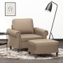 Armchair with footstool in synthetic leather, cappuccino color, 60 cm. by , Sofas - Ref: Foro24-3201204, Price: 219,94 €, Dis...