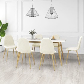 Sillas de comedor 6 unidades terciopelo blanco crema de , Sillas de comedor - Ref: Foro24-3082879, Precio: 387,99 €, Descuent...