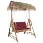 2-seater swing bench with palm leaves and bamboo cushion 202 cm by , Garden rockers - Ref: Foro24-3063942, Price: 467,86 €, D...