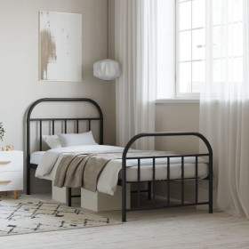 Estructura de cama con cabecero y estribo metal negro 80x200 cm de , Camas y somieres - Ref: Foro24-353644, Precio: 92,99 €, ...