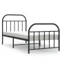 Bed frame with headboard and black metal footboard 80x200 cm by , Beds and slatted bases - Ref: Foro24-353644, Price: 92,59 €...