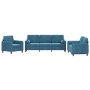 Dreiteilige Sofagarnitur aus blauem Samt mit Kissen von , Sofas - Ref: Foro24-3201963, Preis: 719,37 €, Rabatt: %