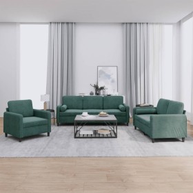 Set of sofas with 3 dark green velvet cushions by , Sofas - Ref: Foro24-3201956, Price: 722,76 €, Discount: %