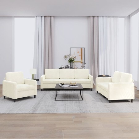 3-piece cream velvet sofa set by , Sofas - Ref: Foro24-3201942, Price: 656,93 €, Discount: %