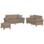 Set von Sofas mit Kissen 3 Stück Kunstleder Cappuccino von , Sofas - Ref: Foro24-3202169, Preis: 570,99 €, Rabatt: %