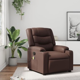 Reclining massage armchair in brown synthetic leather by , Armchairs - Ref: Foro24-374125, Price: 247,99 €, Discount: %