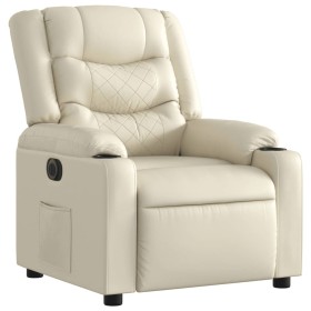 Sillón reclinable eléctrico de cuero sintético crema de , Sillones - Ref: Foro24-3206544, Precio: 275,99 €, Descuento: %