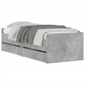 Concrete gray bed frame with drawers 75x190 cm by , Beds and slatted bases - Ref: Foro24-3207360, Price: 160,99 €, Discount: %