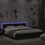 Bed frame with headboard and black LED lights 200x200 cm by , Beds and slatted bases - Ref: Foro24-3207582, Price: 224,59 €, ...