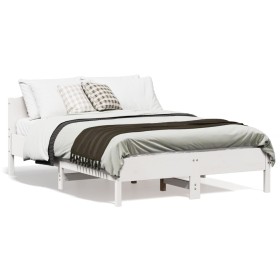 Bed frame with white pine wood headboard 120x190 cm by , Beds and slatted bases - Ref: Foro24-842611, Price: 122,99 €, Discou...