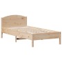 Solid pine wood bed frame with headboard 90x200 cm by , Beds and slatted bases - Ref: Foro24-842618, Price: 106,90 €, Discoun...