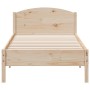 Solid pine wood bed frame with headboard 90x200 cm by , Beds and slatted bases - Ref: Foro24-842618, Price: 106,90 €, Discoun...