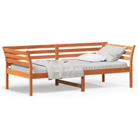 Sofá cama de madera maciza de pino marrón cera 90x200 cm de , Camas y somieres - Ref: Foro24-842873, Precio: 126,99 €, Descue...