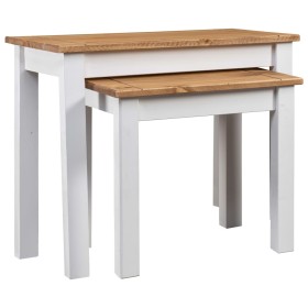 Stackable tables 2 units solid pine wood Panama Range white by vidaXL, Side tables - Ref: Foro24-282678, Price: 63,42 €, Disc...