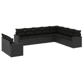 Set Gartensofas 10 Stück Kissen synthetisches Rattan schwarz von , Modulare Sofas für den Außenbereich - Ref: Foro24-3251502,...