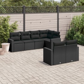 7-piece garden dining set with black synthetic rattan cushions by , Modular outdoor sofas - Ref: Foro24-3251542, Price: 581,5...