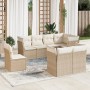 Garden sofa set with beige cushions, 8 pieces, PE rattan. by , Garden sets - Ref: Foro24-3217928, Price: 637,26 €, Discount: %