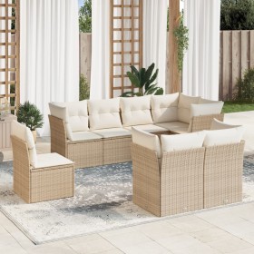 Garden sofa set with beige cushions, 8 pieces, PE rattan. by , Garden sets - Ref: Foro24-3217928, Price: 637,98 €, Discount: %