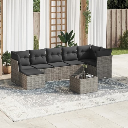 Set de sofás de jardín 8 pzas y cojines ratán sintético gris de , Conjuntos de jardín - Ref: Foro24-3217980, Precio: 503,06 €...