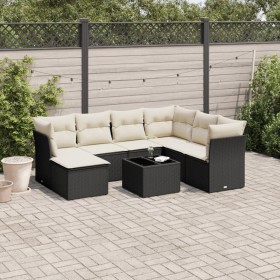 Set aus 8-teiligen Gartensofas und Kissen Kunstrattan schwarz von , Gartensets - Ref: Foro24-3217996, Preis: 509,56 €, Rabatt: %