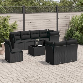 Set aus 8-teiligen Gartensofas und Kissen Kunstrattan schwarz von , Gartensets - Ref: Foro24-3217935, Preis: 584,83 €, Rabatt: %