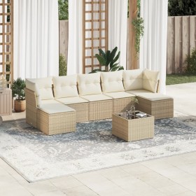 Garden sofa set with beige cushions, 8 pieces, PE rattan. by , Garden sets - Ref: Foro24-3218038, Price: 594,47 €, Discount: %