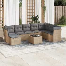 9-teiliges Gartensofa-Set mit beigen synthetischen Rattankissen von , Gartensets - Ref: Foro24-3218059, Preis: 571,40 €, Raba...