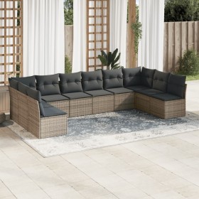 Garden sofa set 10 pieces with gray synthetic rattan cushions by , Garden sets - Ref: Foro24-3218090, Price: 625,84 €, Discou...