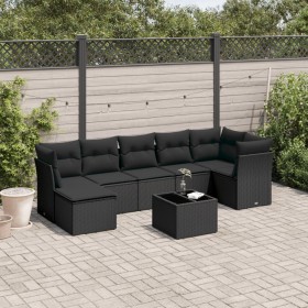 Set aus 8-teiligen Gartensofas und Kissen Kunstrattan schwarz von , Gartensets - Ref: Foro24-3217975, Preis: 465,16 €, Rabatt: %