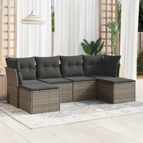 6-piece garden furniture set with gray synthetic rattan cushions by , Garden sets - Ref: Foro24-3218010, Price: 349,96 €, Dis...