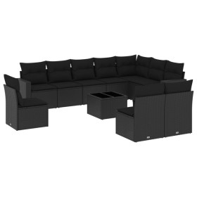 Garden sofa set 11 pieces and black synthetic rattan cushions by , Garden sets - Ref: Foro24-3219105, Price: 654,54 €, Discou...