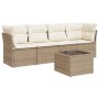 Garden sofa set with cushions 5 pieces beige synthetic rattan by , Garden sets - Ref: Foro24-3217238, Price: 372,76 €, Discou...