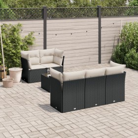 6-teiliges Gartensofa-Set und schwarze synthetische Rattankissen von , Gartensets - Ref: Foro24-3217246, Preis: 424,32 €, Rab...