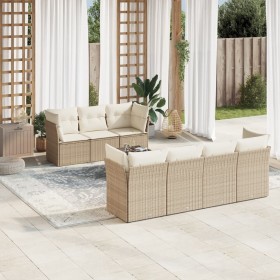 Gartensofa-Set mit beigen Kissen 8 Stück PE-Rattan von , Gartensets - Ref: Foro24-3217278, Preis: 661,86 €, Rabatt: %