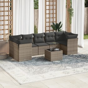 Garden sofa set 8 pieces and gray synthetic rattan cushions by , Garden sets - Ref: Foro24-3217290, Price: 555,11 €, Discount: %