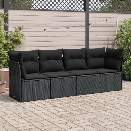 Set mit 4 Gartensofas mit Kissen Kunstrattan schwarz von , Gartensets - Ref: Foro24-3217225, Preis: 242,05 €, Rabatt: %