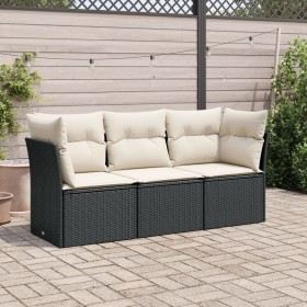 Garden sofa set with 3-piece black synthetic rattan cushions by , Garden sets - Ref: Foro24-3217206, Price: 211,48 €, Discoun...