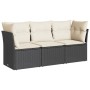 Garden sofa set with 3-piece black synthetic rattan cushions by , Garden sets - Ref: Foro24-3217206, Price: 211,99 €, Discoun...